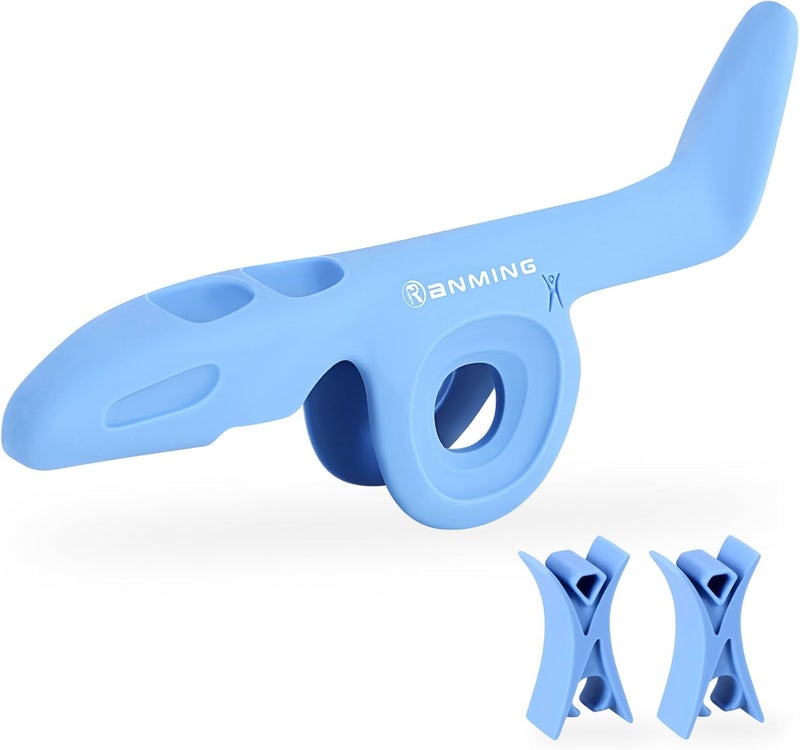 RANMING Violin Bow Holder for Practice– Silicone Hand Position Corrector Non-Slip Teaching Tool for Beginners Students Improve Bow Grip & Posture Violin Teaching Aid With 2 Bow Stopper Blue - Image 1